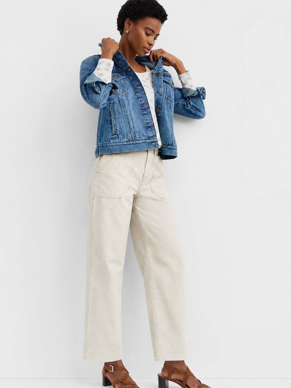 LOFT Ann Taylor Cream Utility Cargo Pants | Size 8 | Casual Stretch Trousers
